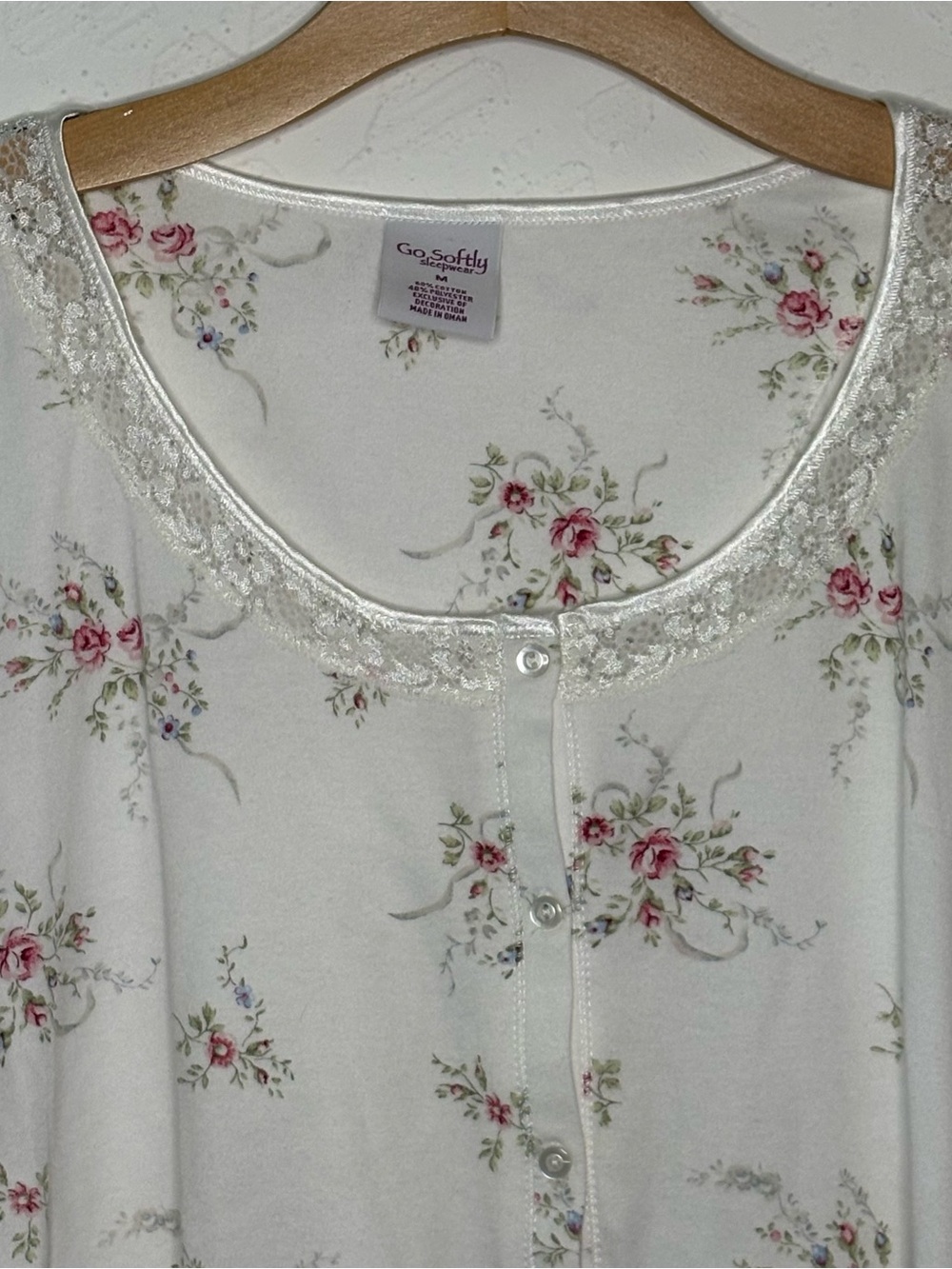 NWT Go Softly 2 Pc Floral Roses Pajama Set Mismatched Size M Top L Pants Cotton - Picture 4 of 16